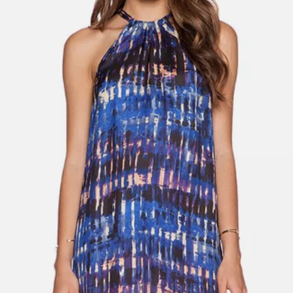 BB Dakota Aubree Blue Multi Color Halter Tank Dress - Picture 14 of 15